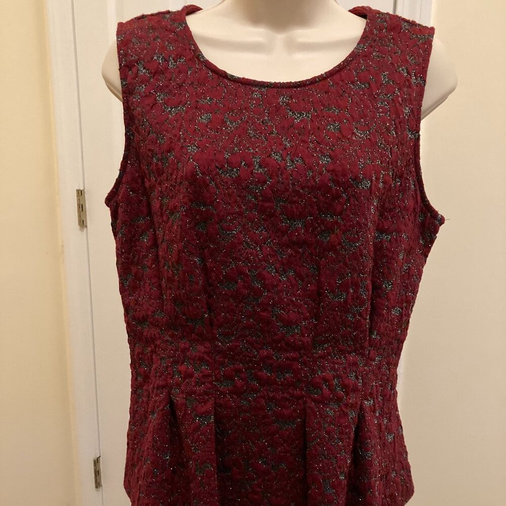 EVA FRANCO MAROON PEPLUM SLEEVELESS BLOUSE